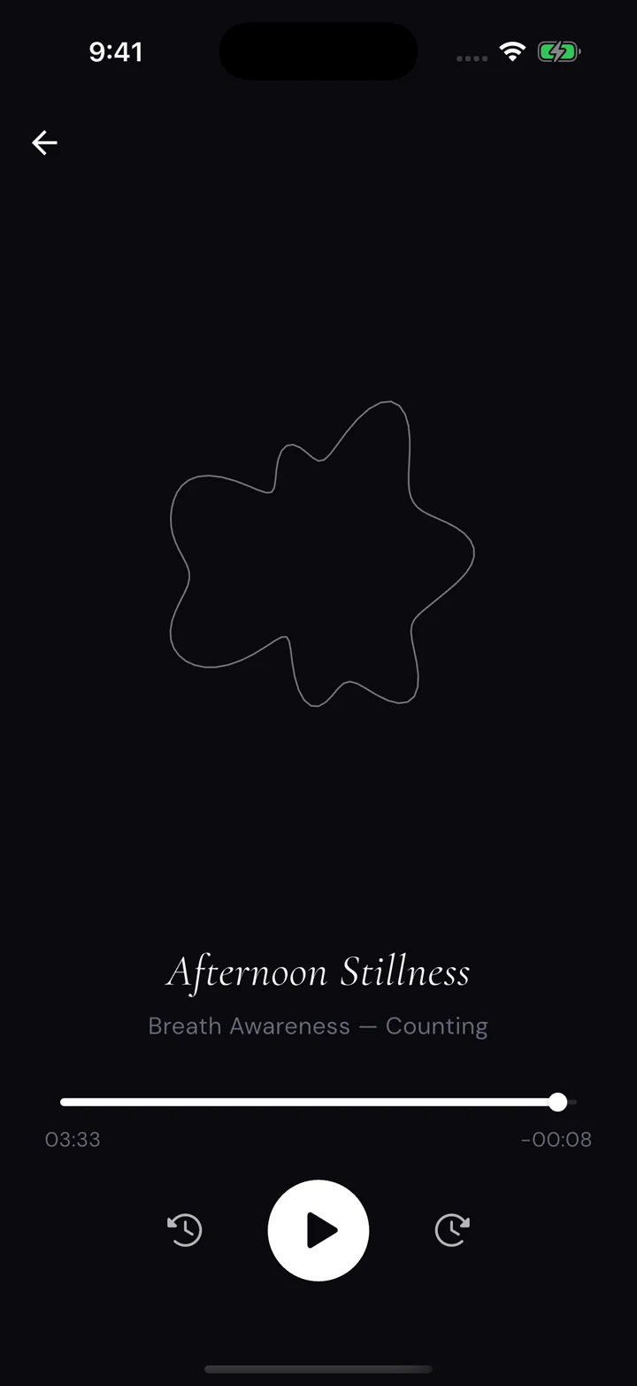 Shunyah player with a generated meditation titled Afternoon Stillness